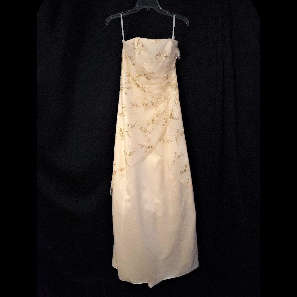 Ivory Floor Length Gown with floral accents